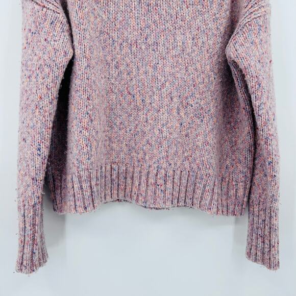 J Crew Pink Marled Speckled Wool Turtleneck Cropped Sweater Womens Size Med - Picture 5 of 12